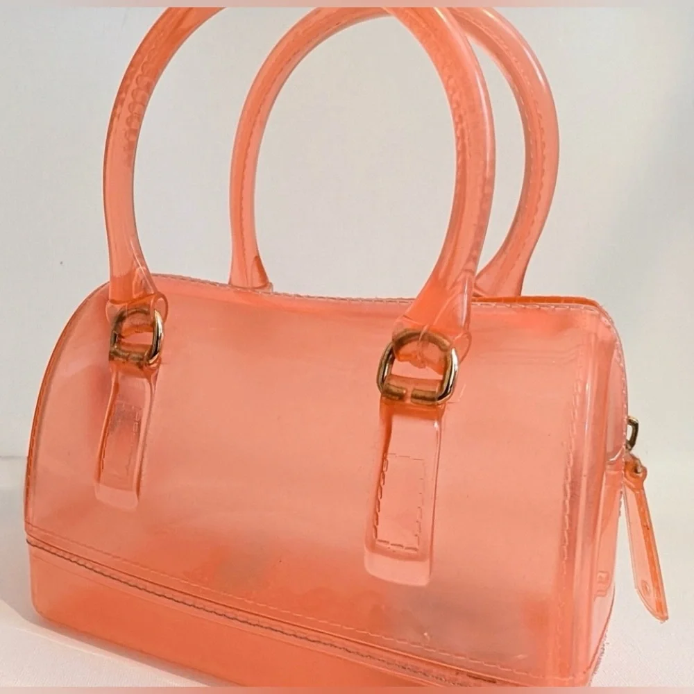 Jelly Handbag with Gold Chain Peach - Picture 5 of 9
